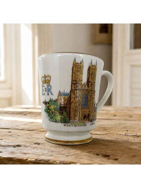 Vintage Aynsley Footed Mug Queen Elizabeth II Prince Philip Silver Wedding Anniv
